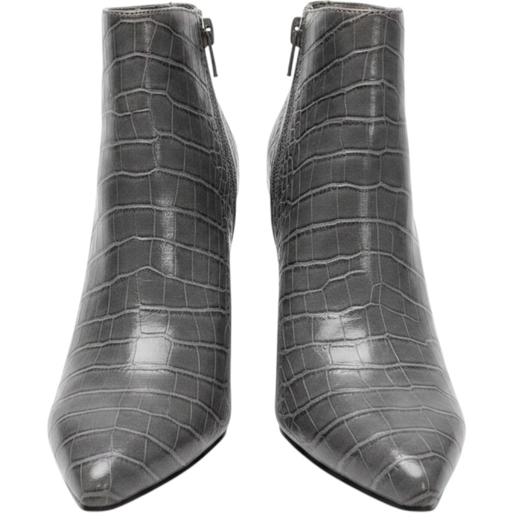 Comfort Est 1946 Boots Womens 8  Gray Snake Like Side Zip 3 Inch Heel